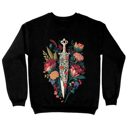 Dagger Sweatshirt - Floral Crewneck Sweatshirt - Cool Sweatshirt