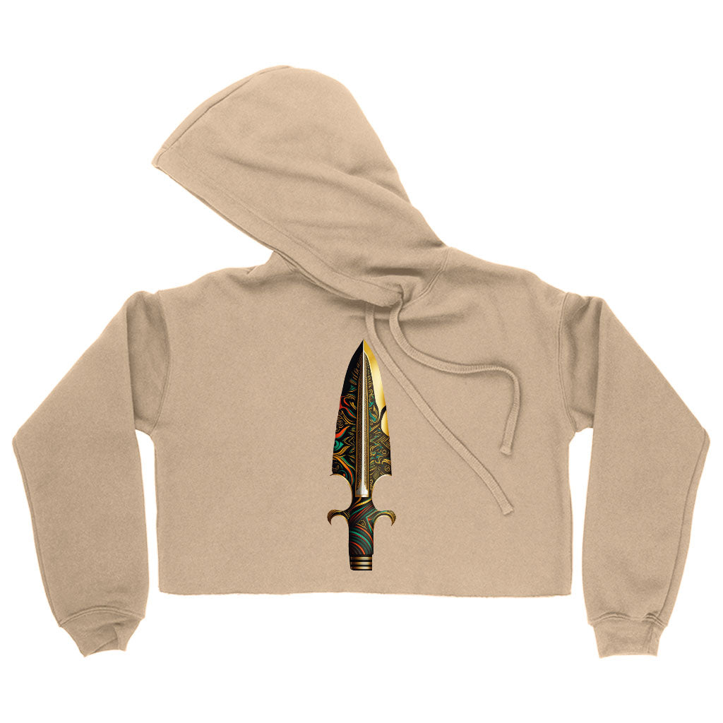 Cool Art Women's Cropped Hoodie - Dagger Cropped Hoodie - Graphic Hooded Sweatshirt